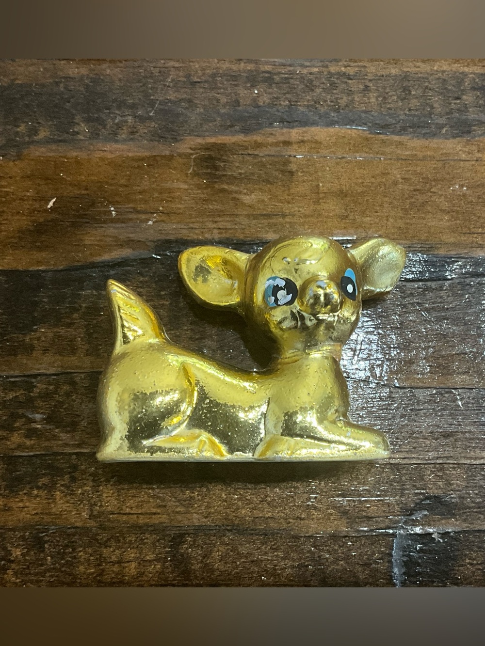 Vintage Ceramic Deer Figure Gold Covered MCM Small